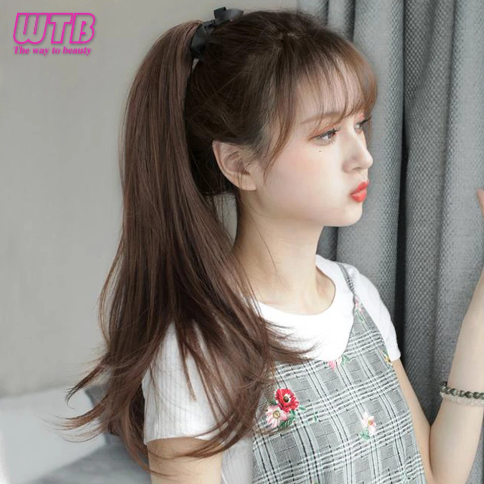 WTB Synthetic Wig Ponytail Female Long Curl Bandage Slightly Curly Ponytail Braid Fashion Natural Wig For Women