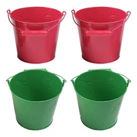 4 Pcs Galvanized Beach Bucket Child Children's Toys Kids Sand Iron Water Playthings 1