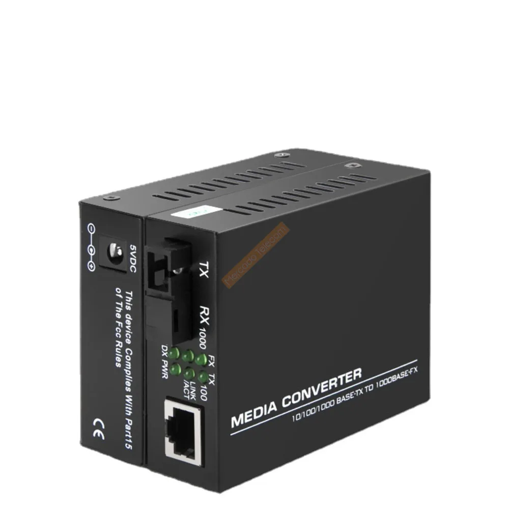 1 Pair HTB-GS-03 A/B Gigabit Fiber Optical Media Converter 10/100/1000Mbps Single Mode to RJ45 20KM With External Power Supply