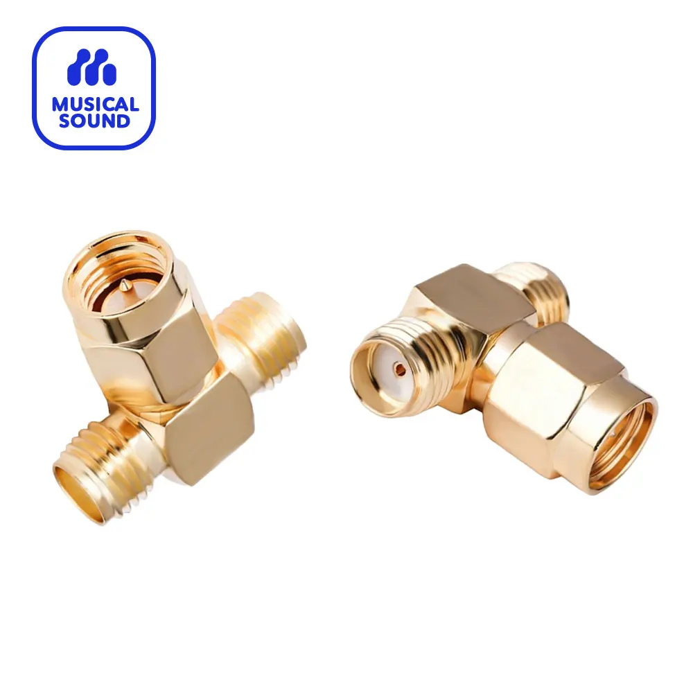 2Pcs Sma Adapter Splitter Connettori A 3 Vie Convertitore Adattatore Per Antenna Placcato Oro Adattatore Rf Triple Tee Tipo T