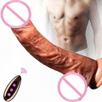 Realistic Dildo Remote Control Vibrator Female Masturbation Sex Toy Sucker Fixed Telescopic Swing Heating Vibrating Penis Adult 2