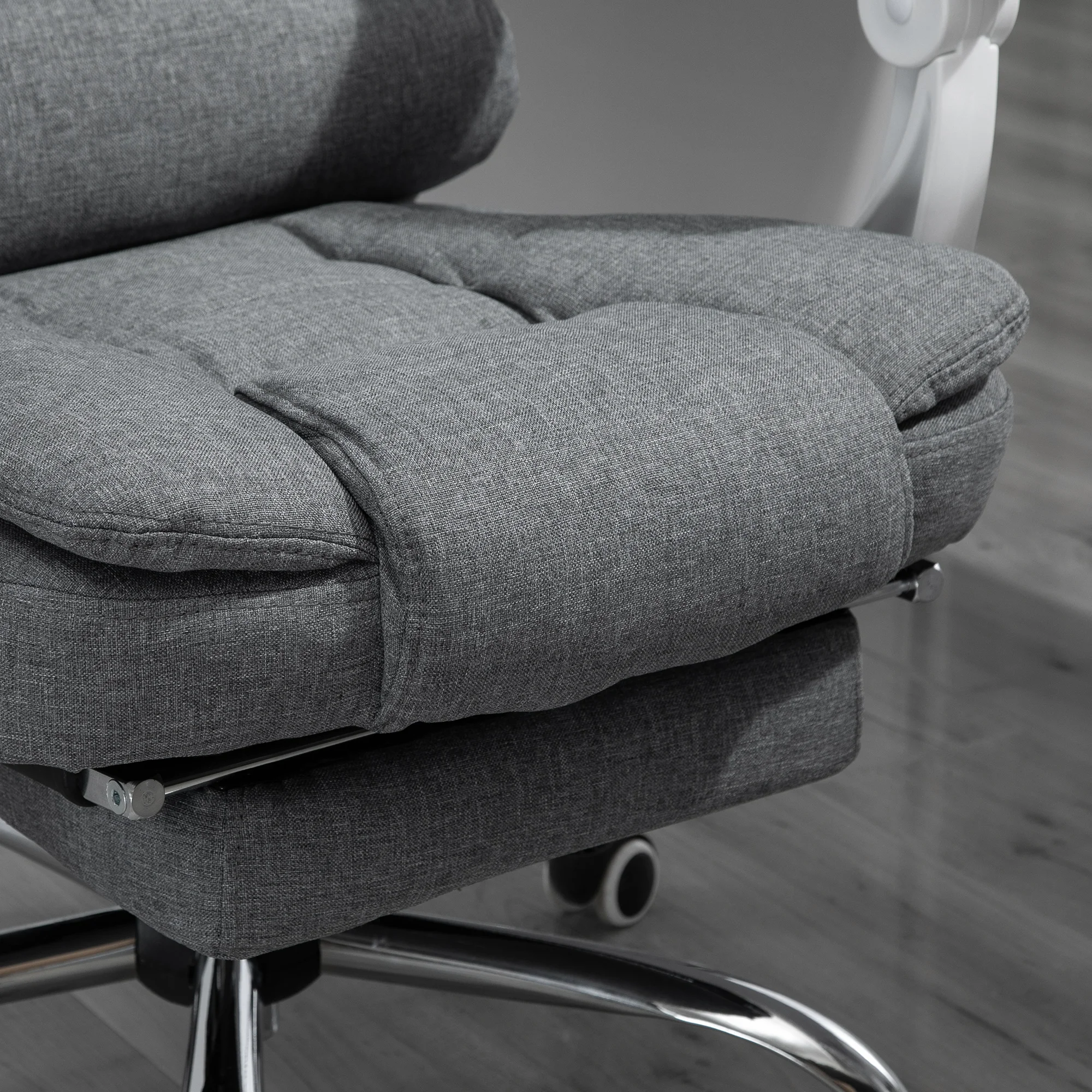 Vinsetto High-Back Executive Office Chair with Footrest, Linen-Fabric Computer Chair with Padded Armrests, Gray 5
