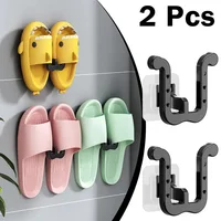 2Pcs Slipper Hooks Bathroom Wall Mounted Punch-Free Slipper Racks Self-Adhesive Storage Rack for Slipper Shoes Hanger Holder 1