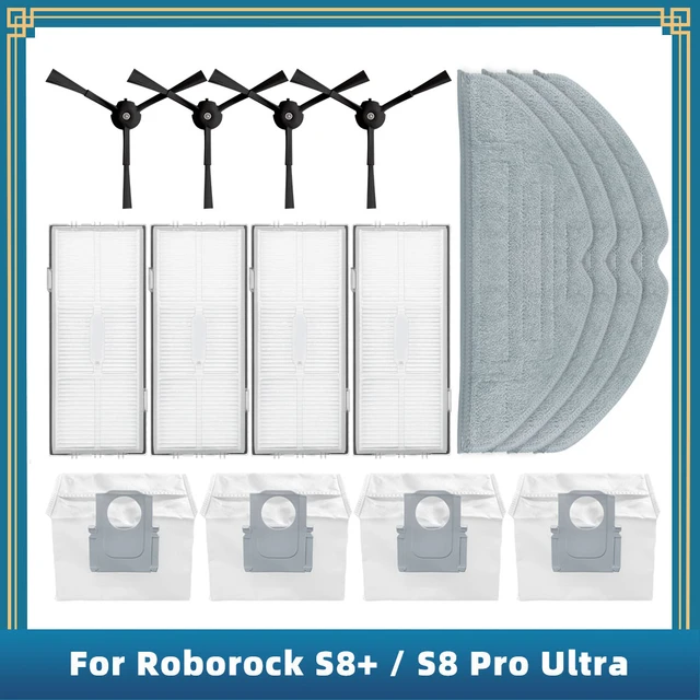 Original Roborock S8 Pro Ultra Accessories Main Brush Filter Mop Dust Bag  Side Brush Of S8+ Robot Vacuum Cleaner Parts Optional - Vacuum Cleaner  Parts - AliExpress