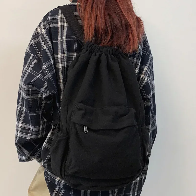 Women's Canvas Cute Drawstring Backpack Fashion Women's Laptop Schoolbag Fashion Women's Backpack Cool Girl Travel Schoolbag