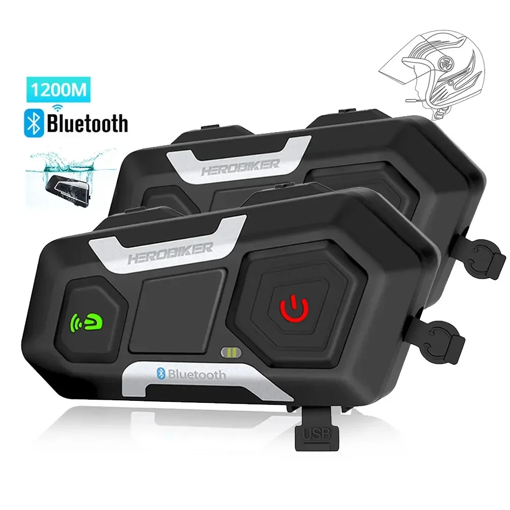 

Bluetooth-гарнитура HEROBIKER мотоциклетная водонепроницаемая для шлема, 1200 м