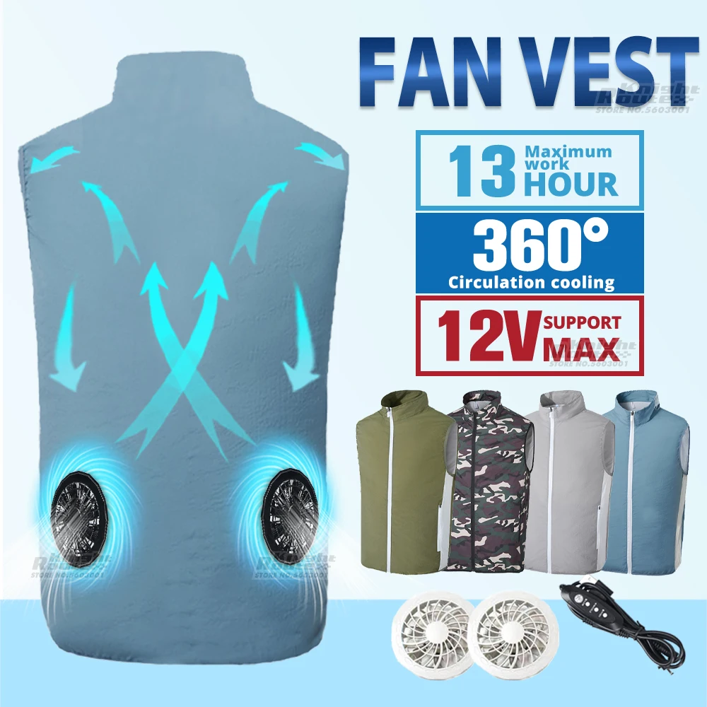 

Summer Men Air Conditioning Clothing Fan Cooling Vest USB Charging Cooling sport man vest Outdoor Cooling sports vest