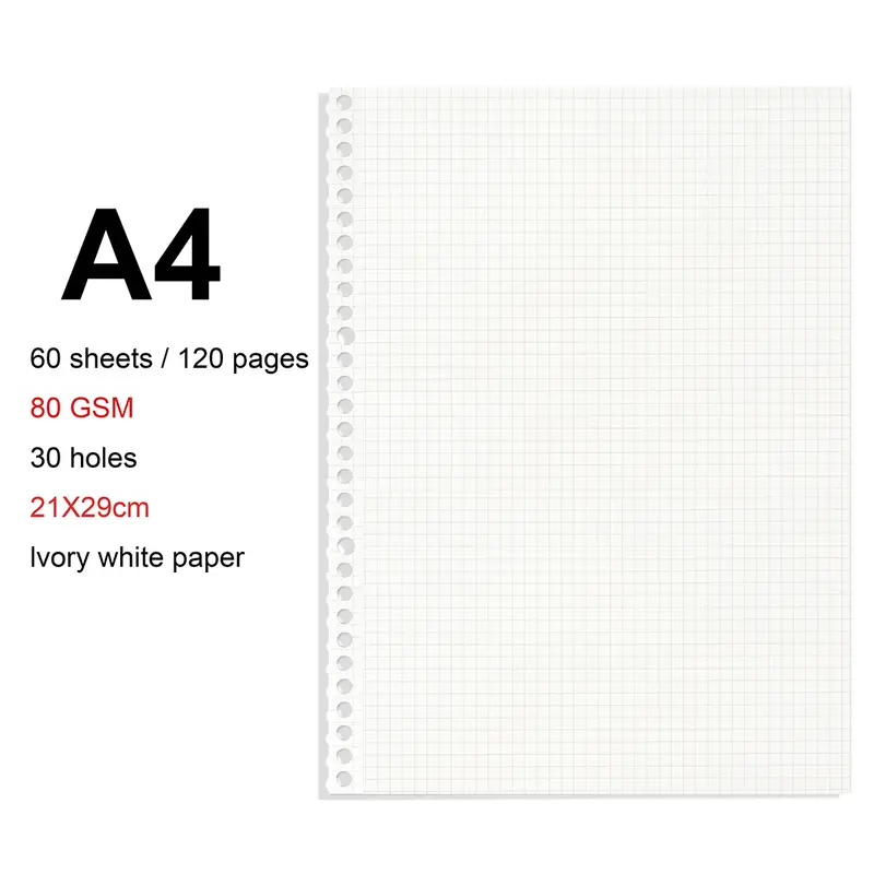A4/B5/A5 Loose Leaf Refill Binder Notebook Blank/Line/Grid/Cornell Replacable Metal Ring Office&School Supplies Stationery - Image 19