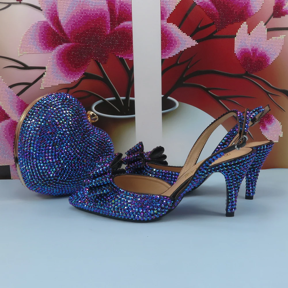 AB blue Purple Bridals Shoe bag Pointed Toe Sandals Woman Sling