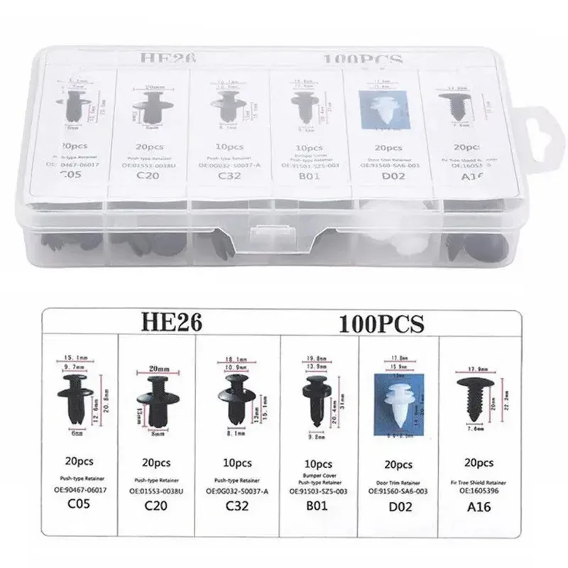 Car Fastener Clips Mixed Body Push Retainer Pin Rivet Bumper Door Trim Panel Kit Tools
