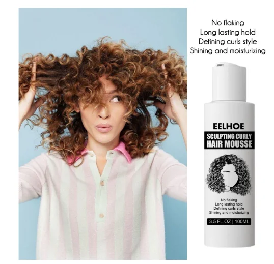 100ml Sculping Curly Hair Mousse Persistently Maintain Curls Enhance Glossiness Moisturize Fluffiness Shape Hairstyles Elastin