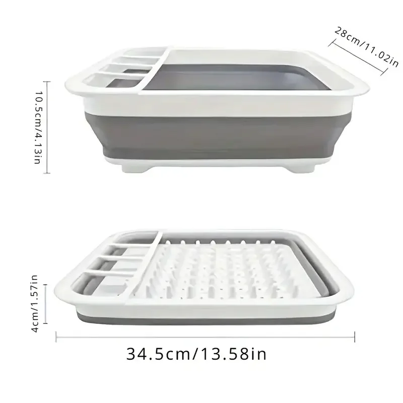Large Capacity Foldable Drainage Storage Bowl Rack with Multi-Compartment Utensil Holder,Multifunctional Plate Organizer