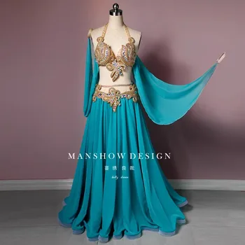 customized belly dance costume women's new set sexy fairy style big dress performance outfit exotic dancewear
