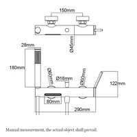 ชุดก๊อกน้ำฝักบัวอาบน้ำแบบติดผนัง สีทองขัดเงา/สีดำด้าน วัสดุทองเหลืองแท้ แบบน้ำตก น้ำร้อนน้ำเย็น สำหรับอ่างอาบน้ำ แบบ 2 หัวก๊อก 2 รู 3