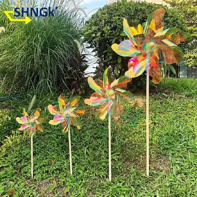1Pc 18 Cm/24 Cm -Es Csapok Reflektív Elrettentő Szélmalom Védelem A Kerti Növényi Virágkert Gyep Dekorációja - Image 3