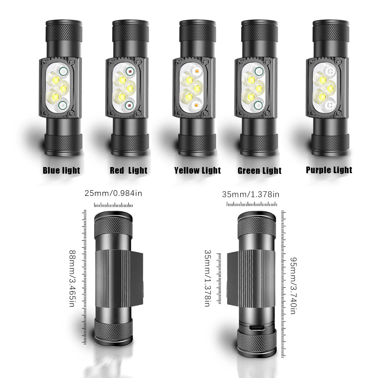 Mini Headlamp LED Type C USB 18650 Headlight Red Green 395nm UV Blue Yellow Head Lamp White Flash Light Fishing Hunt