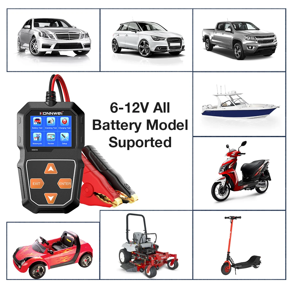 KONNWEI KW218 Car Motorcycle Battery Tester 12V 6V Battery System Analyzer 2000CCA Charging Cranking Test Tools for the Car 4