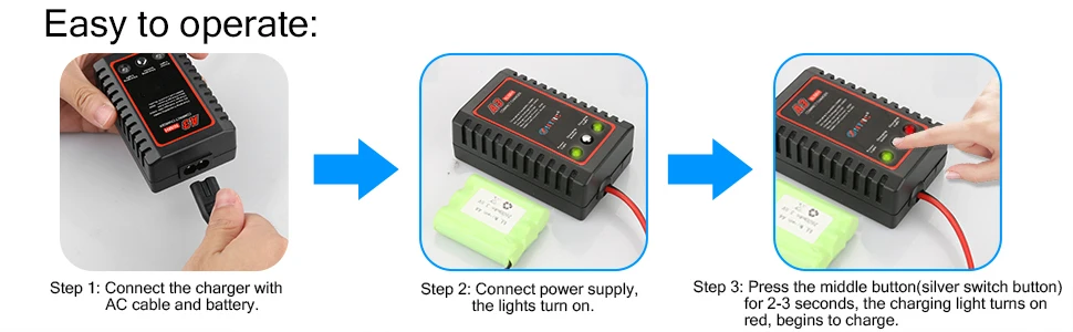 A3 20W Compact Charger with Tamiya Plug RC Charger for Airsoft Gun RC Car Boat