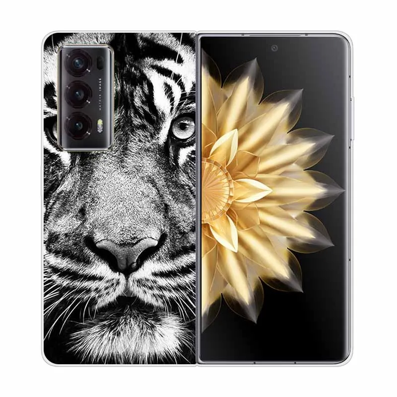 Enhanced Clear Print Hard Case with Wolf and Lion Design