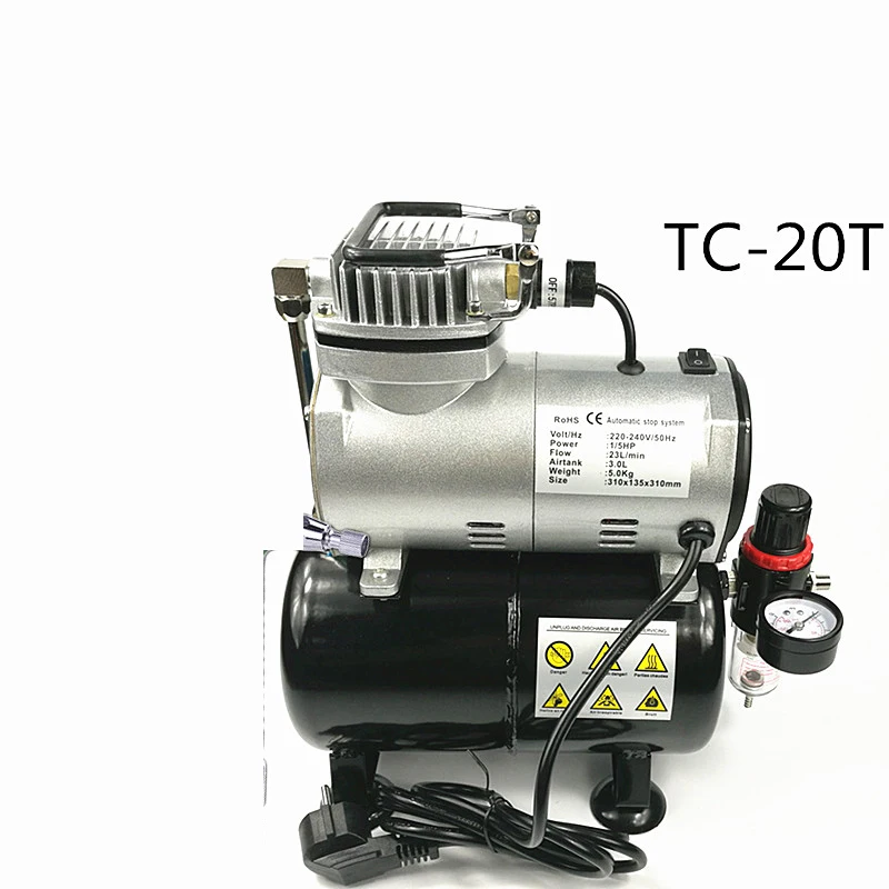 Tc20t小型エアコンプレッサーサイレント家具レザー修理マニキュア