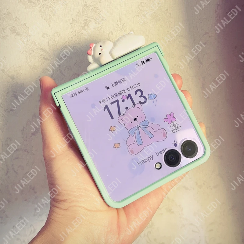 Cute Bear Ears Hinge Phone case For Samsung Galaxy Z Flip 7 thumbnail 6