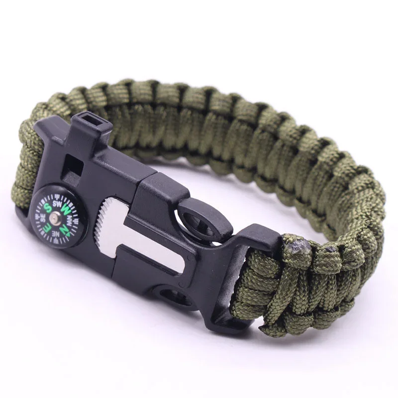Outdoor Survival Bracelet with Whistle Scraper Tools