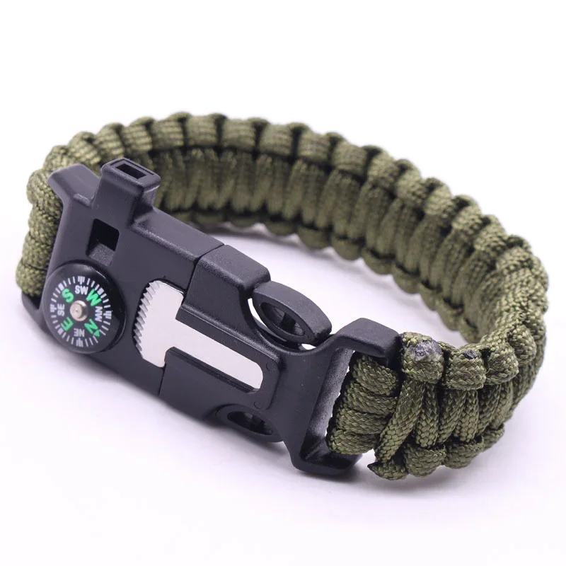 Multi-function Military Emergency Survival Paracord 4mm Bracelet Outdoor  Scraper Whistle Buckle Paracord Tools 550 Paracord