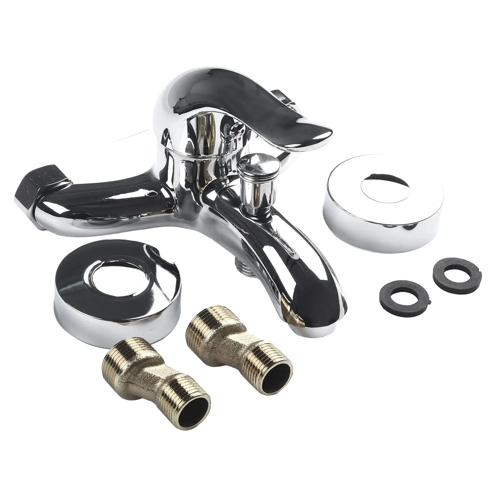 

Mixing Valve Basin Faucets Fittings Zinc Alloy Accessories Dual Spout Kits Set Silver Thermostats Wall Mounted