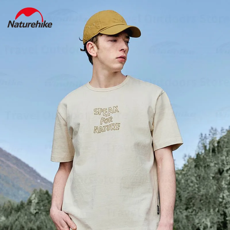 

Naturehike 4 Sizes Embroidered Short-Sleeved Spring Men Simple Cotton Breathable T-Shirt Top Outdoor Sports Loose Casual Shirt