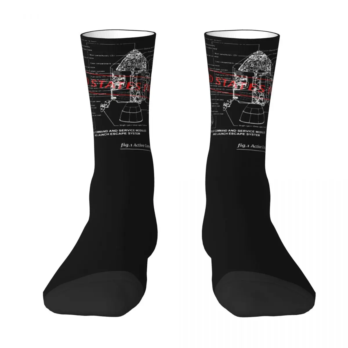 

Space Shuttle Patent Astronaut Color contrast socks Field pack Elastic Socks Funny Novelty Funny Graphic Patent Stocking