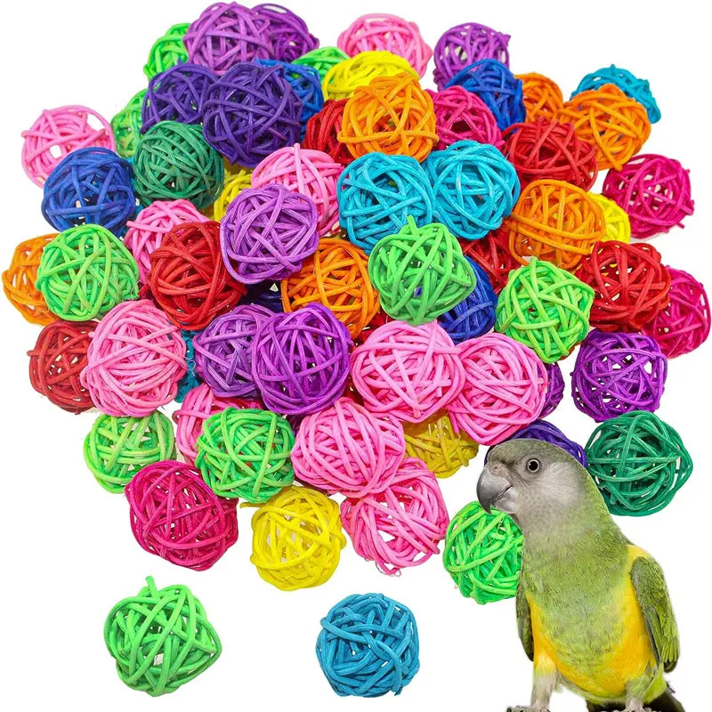 Hollow Ball Decoration Mirror Ball Decoration Multicolor Rattan Balls 10Pcs 3/5CM Vase Fillers Bird Toy Party Decor