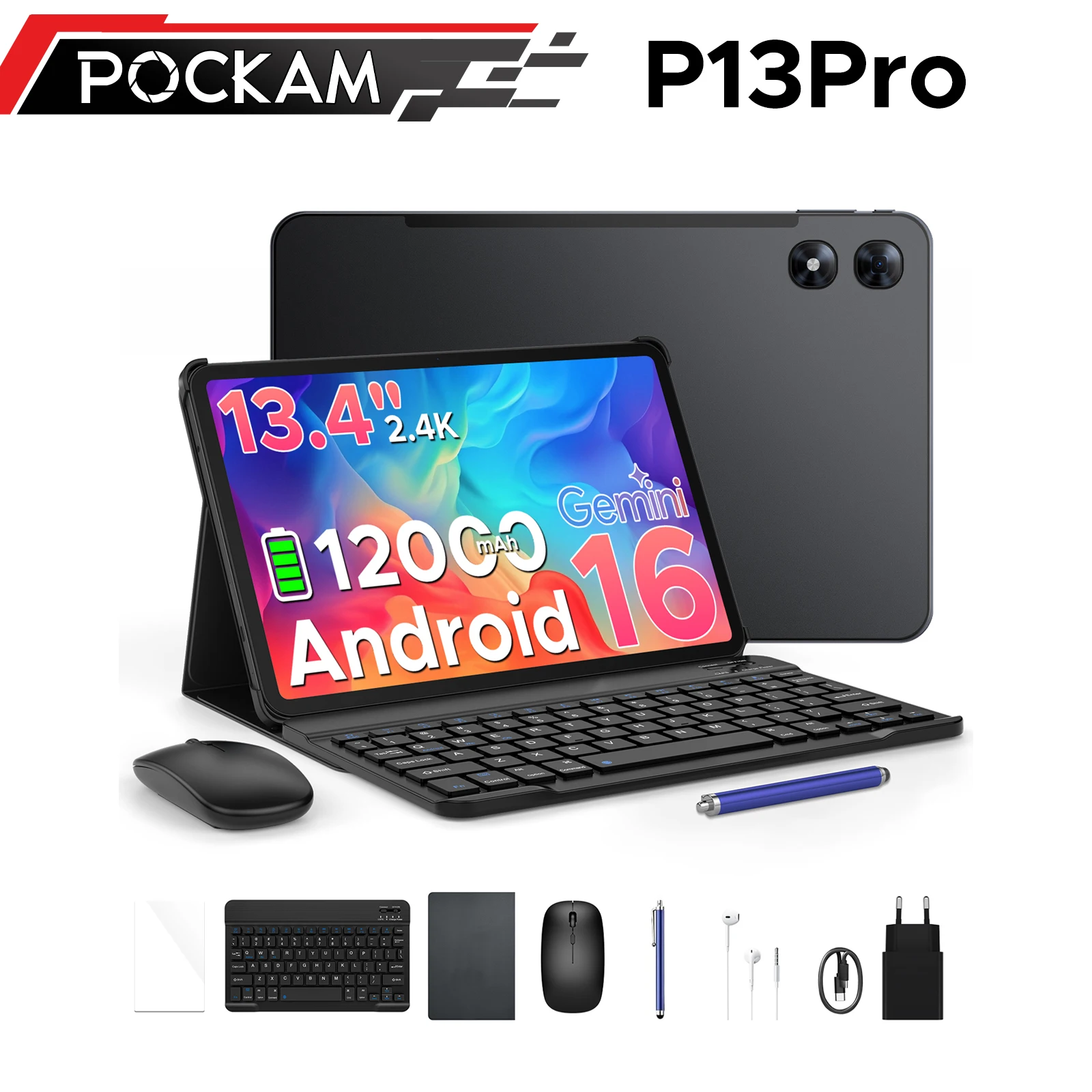 POCKAM P13 Pro 2 in 1 Tablet PC Android 16 13.4