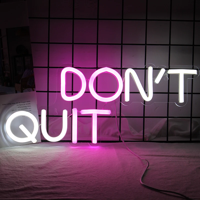 

Don't Quit Neon Sign LED Light Gaming Study Room Wall Light Letter Neon Light USB Powered Bedroom Office Room Luminous Decor