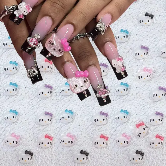 3D Hello Kitty Nail Charms Cute Anime Alloy Nail Rhinestone Charms Y2k Cool  Crystal Nail Manicure Sanrio Cartoon Nail Art - AliExpress