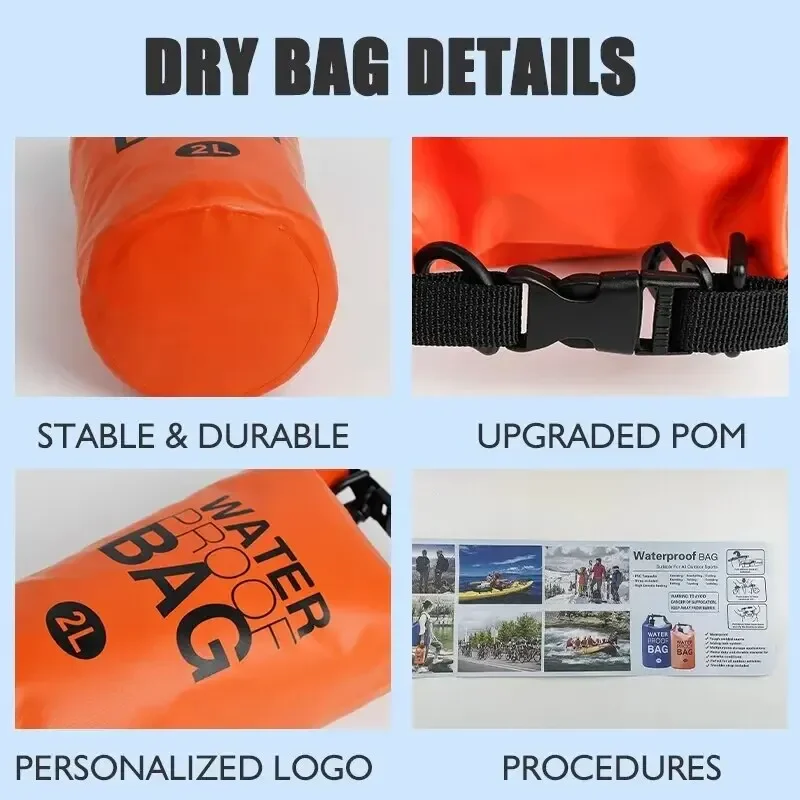 Waterproof Dry Bag 2 Liter Storage Swimming Kayak River Hiking Float Sailing Canoe Diving Compression Backpack