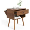Hidden Compartment Nightstands, Mid Century Modern Concealment Furniture, Bedside Table with Wood Legs, End Table with Storage 6