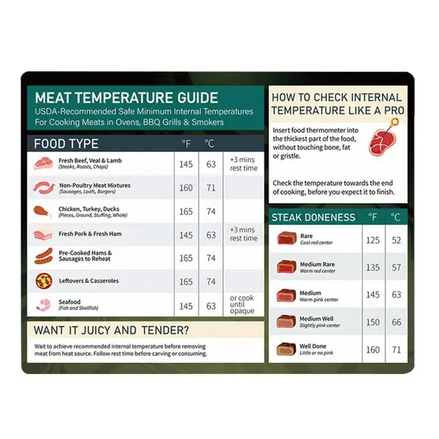 Meat Temperature Magnet Meat Cooking Temperature Chart Magnet Meat  Temperature Food Magnet Sheet For Refrigerators Grills - AliExpress