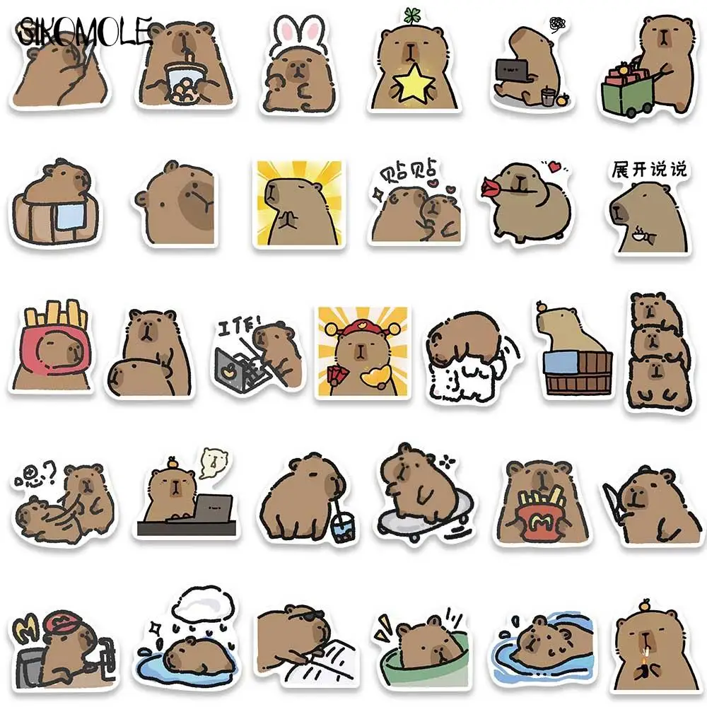 10/30/50PCS Cartoon Cute Little Capybara Graffiti Stickers Animals Kawaii DIY Travel Luggage Fridge Laptop Sticker Kids Decals cartoon stickers decorative stickers animal stickers kawaii stickers graffiti stickers cartoon animal stickers