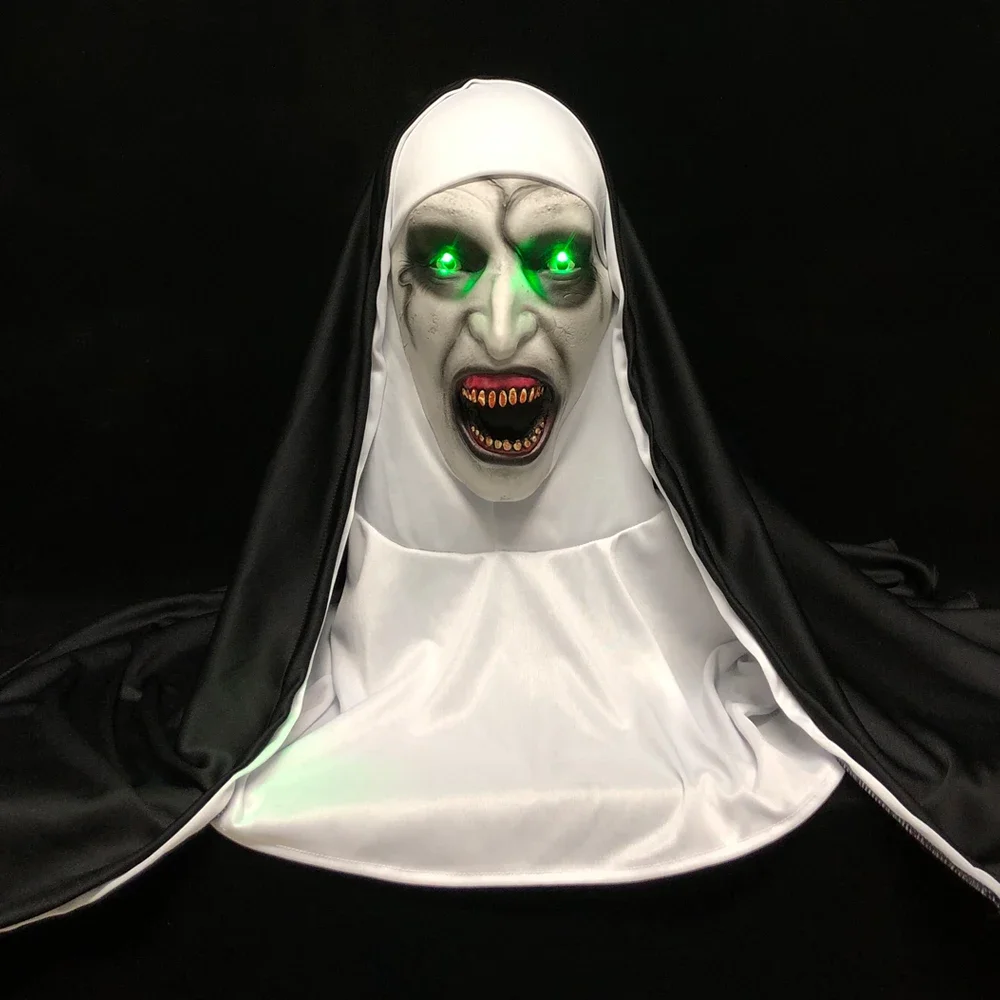LED Horror The Nun Mask - Scary Valak Latex Cosplay & Party Prop
