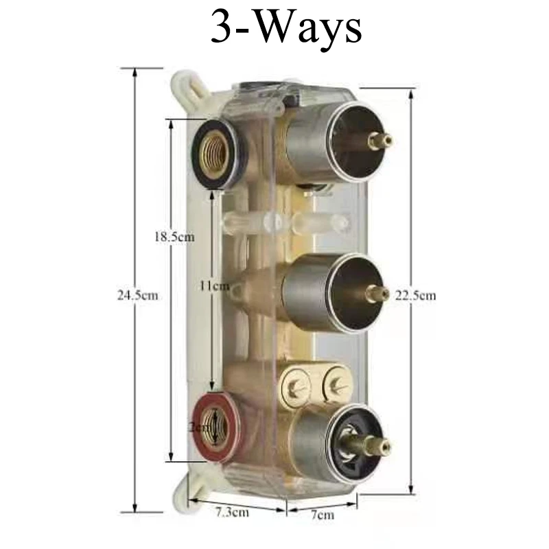 Thermostatic Faucet Cartridges Triple Mixer Valve Chrome Matte Black Brass 3-4 Way Water Outlet Mixer Valve for Shower Set Panel