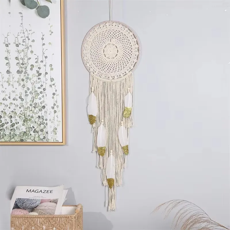 Bohemian Macrame Dream Catcher Hanging Tapestry For Girls Bedroom Decor Handmade Dreamcatcher Wall Hanging Wind Chime Ornament 4