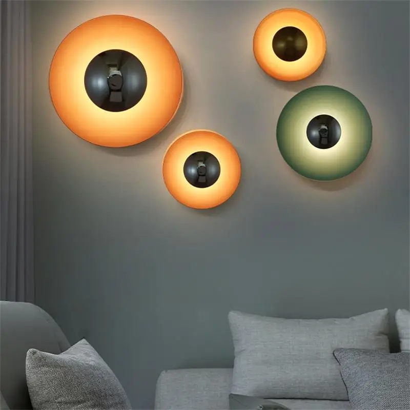 

Modern UFO Round LED Wall Lamps Living Room TV Background Bedroom Bedside Office Aisle Stair Indoor Wall Lamps AC85-265V Sconce