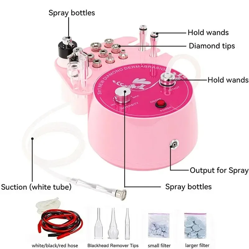 Pink Diamond Microdermabrasion Dermabrasion Machine Water Spray Exfoliation Beauty Machine Wrinkle Face Peeling Machine 5