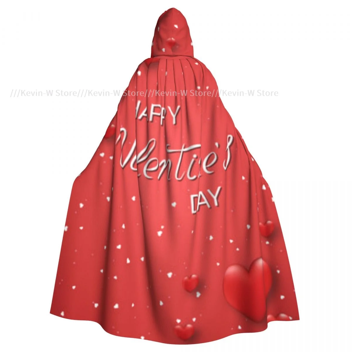 

Unisex Adult Valentine's Day Print Cloak with Hood Long Witch Costume Cosplay