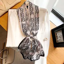 

Luxury Designer Summer Autumn Ladies Long Striped Silk Hijab Scarf Travel Beach Shawl Wrap Woman Foulard High Quality 40*160cm