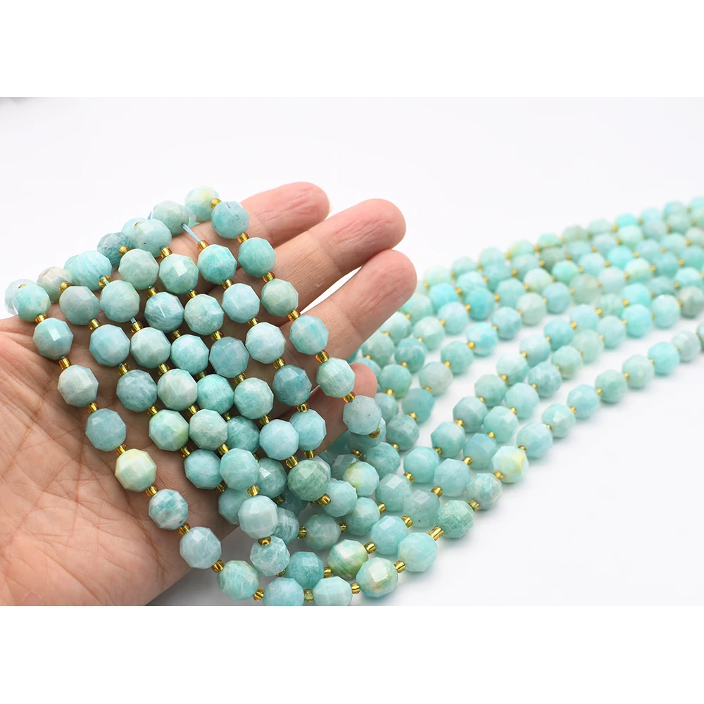 

8mm Natural Faceted Amazonite irregular round Stone Beads For DIY necklace bracelet jewelry making 15 "free delivery