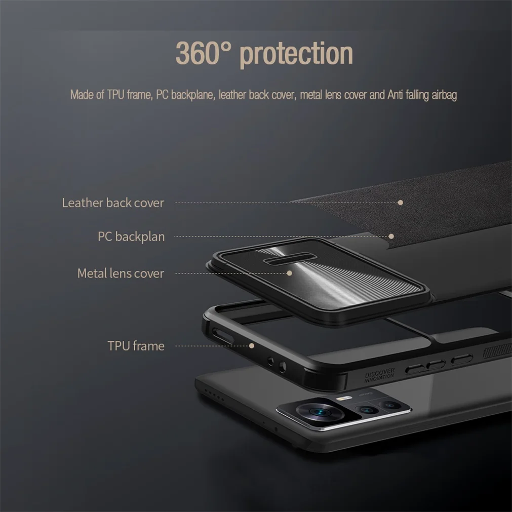 For Xiaomi 12T Pro Case NILLKIN CamShield Leather Case Luxury Elegant Slide Camera Lens Spring Cover For Xiaomi Mi 12T Bumper 5