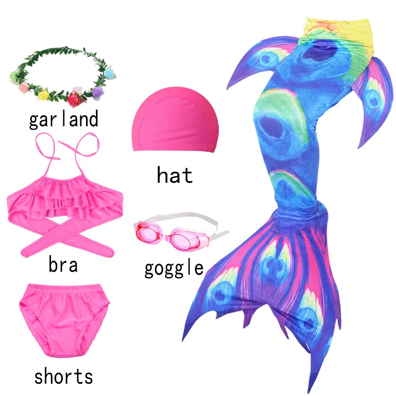 

6Pcs/Set Girl Mermaid Tail for Girls Kids Swimsuit Children The Little Mermaid Costume Cosplay Clothes