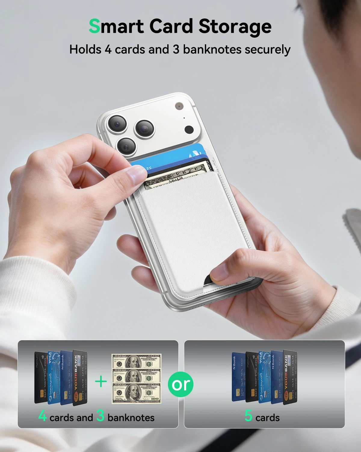 MagSafe 스탠드형 지갑, 5개 카드 수납, 아이폰 17/16/15/14/13/12 Pro Max Plus Air 시리즈용 슬림 가죽 마그네틱 지갑