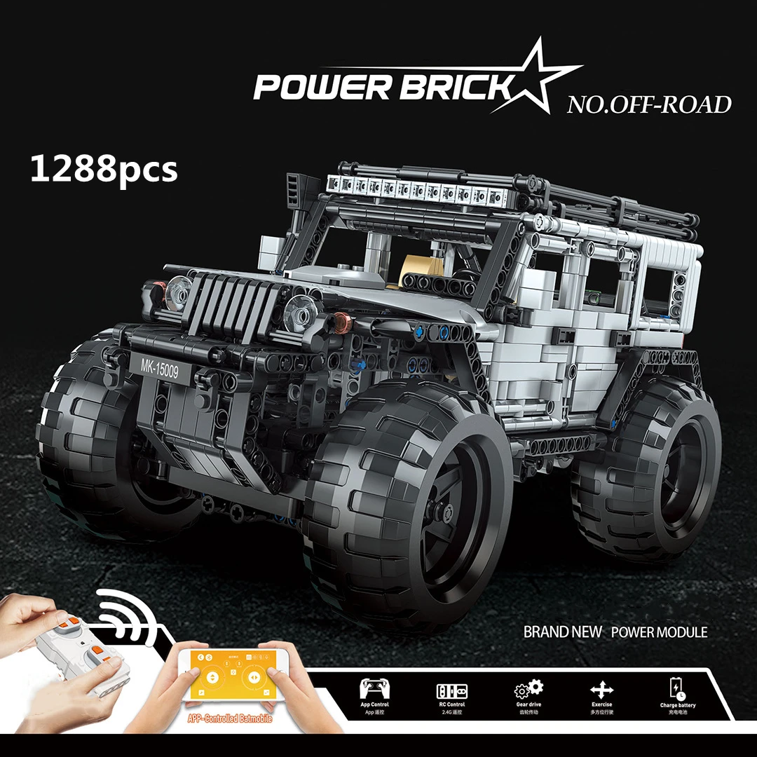 

MouldKing 15009 MOC 30364 Remote Controlled Off-road Vehicle Jeep Wrangler Expedition Technology Building Blocks Bricks Toy